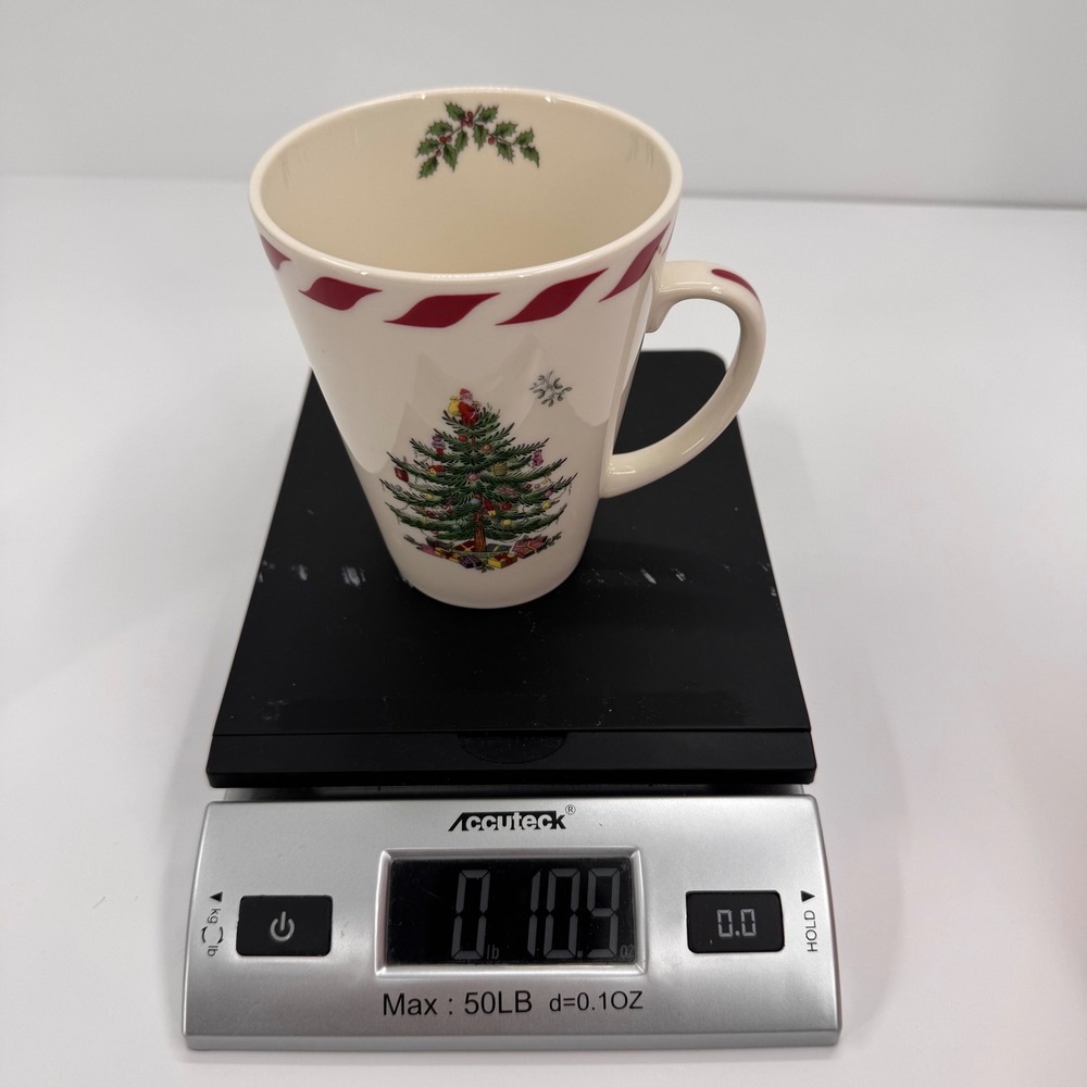 Spode Christmas Tree‎ Holiday 14 oz Candy Cane Peppermint Stripe Rim Coffee Cup - Picture 8 of 8